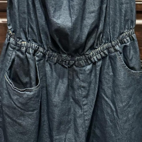 Stylish Denim Romper with Lace Trim 1X 36in long pit to pit 19in - Picture 4 of 6